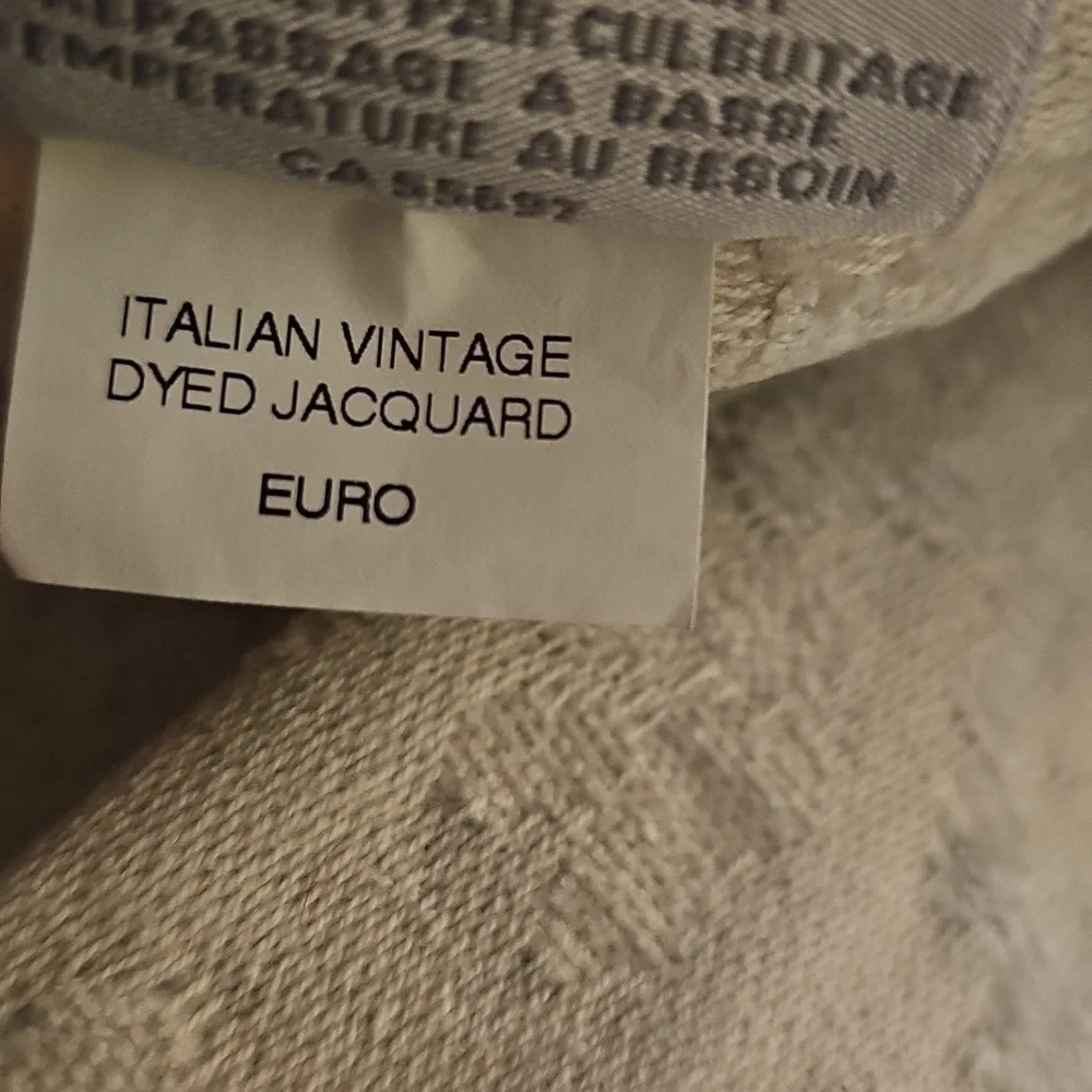 RH Restoration Hardware Ital. Vintage Dyed Jacquard Euro Sham Cover Silver Grey